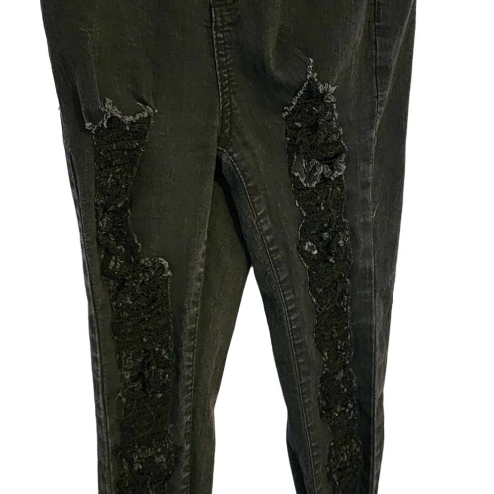 EUC Shein Black "torn" design jeans - Picture 3 of 5